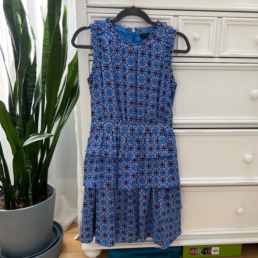 Banana Republic Tiered Ruffle Dress Lilac Blue